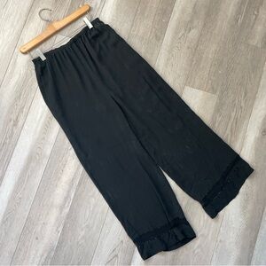 Silk Beaded Pants mulberry straight leg womens Black (small) festival boho party
